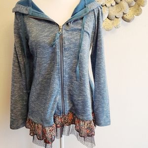 LOGO by Lori Goldstein Zip Up Hooded Sweatshirt